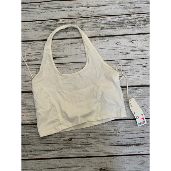 Urban Outfitters Tops - Urban Outfitters White Halter Neck Crop Top Scoop Neck Minimalist Size M NWT